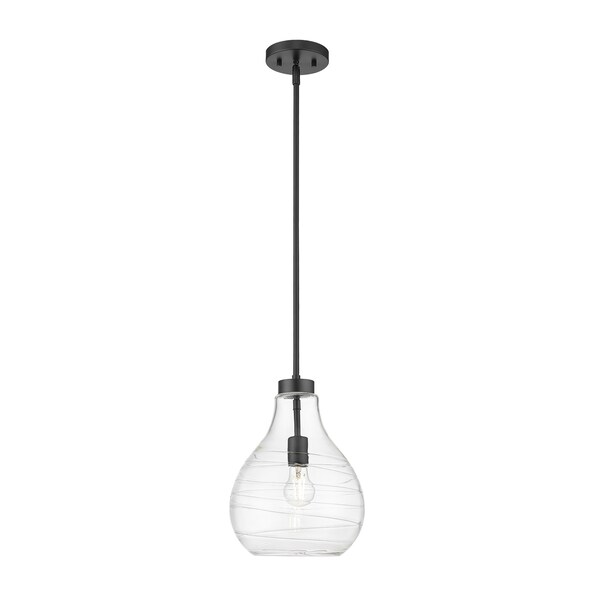 Z-Lite Bon Air Pendant, 1-Light, 10 In.W x 13.75 In.H, Matte Black/Clear 496P10-MB - main